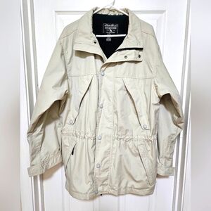 Eddie Bauer Men's Outdoor Outfitters Cream Parka Jacket Wool Lining Size Medium.